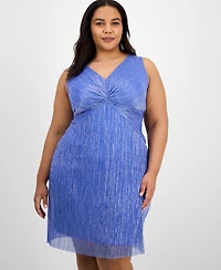 Connected Plus Metallic Pleated Sheath Dress
