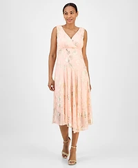 Connected Women's Metallic Chiffon Sleeveless Midi Dress