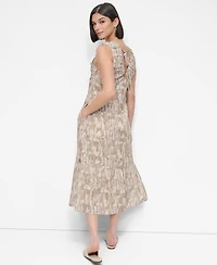 Dkny Women's City Burnout Beaded-Trim V-Neck Dress