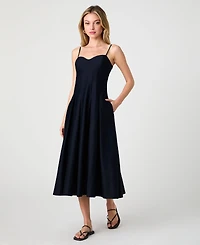 French Connection Women's Sateen Pleated Midi Dress