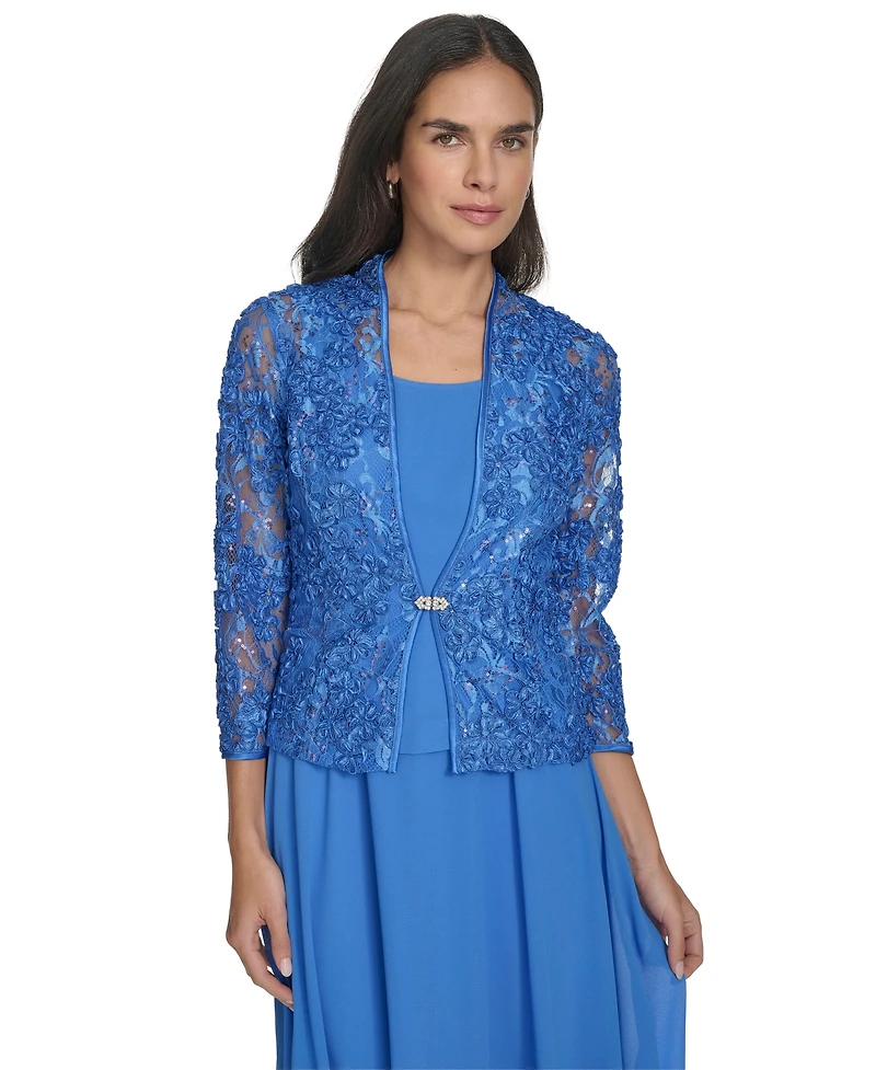 Jessica Howard Women's 2.Pc Jewel-Neck Midi Dress & Lace 3/4-Sleeve Jacket