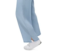 Dkny Jeans Petite Chambray Smocked-Waist Wide-Leg Pants