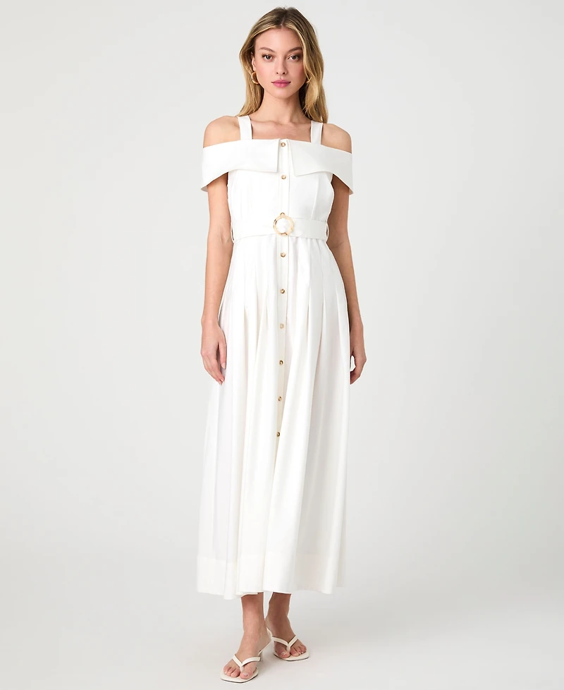 French Connection Women's Off-The-Shoulder Midi Shirtdress