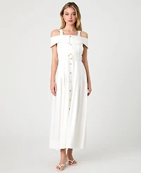 French Connection Women's Off-The-Shoulder Midi Shirtdress