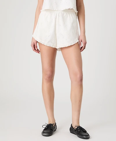 French Connection Women's Eyelet Ruffle-Hem Shorts