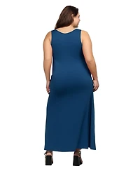 24seven Comfort Apparel Plus Sleeveless Tank Maxi Dress with Pockets