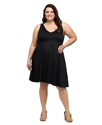 24seven Comfort Apparel Plus Sleeveless Midi Fit and Flare Pocket Dress