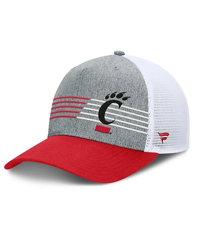 Fanatics Men's Heather Gray/Red Cincinnati Bearcats Profile Trucker Adjustable Hat