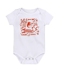 Outerstuff Baby Boys and Girls 3-Pack Orange Baltimore Orioles Batter Up Bodysuit Set