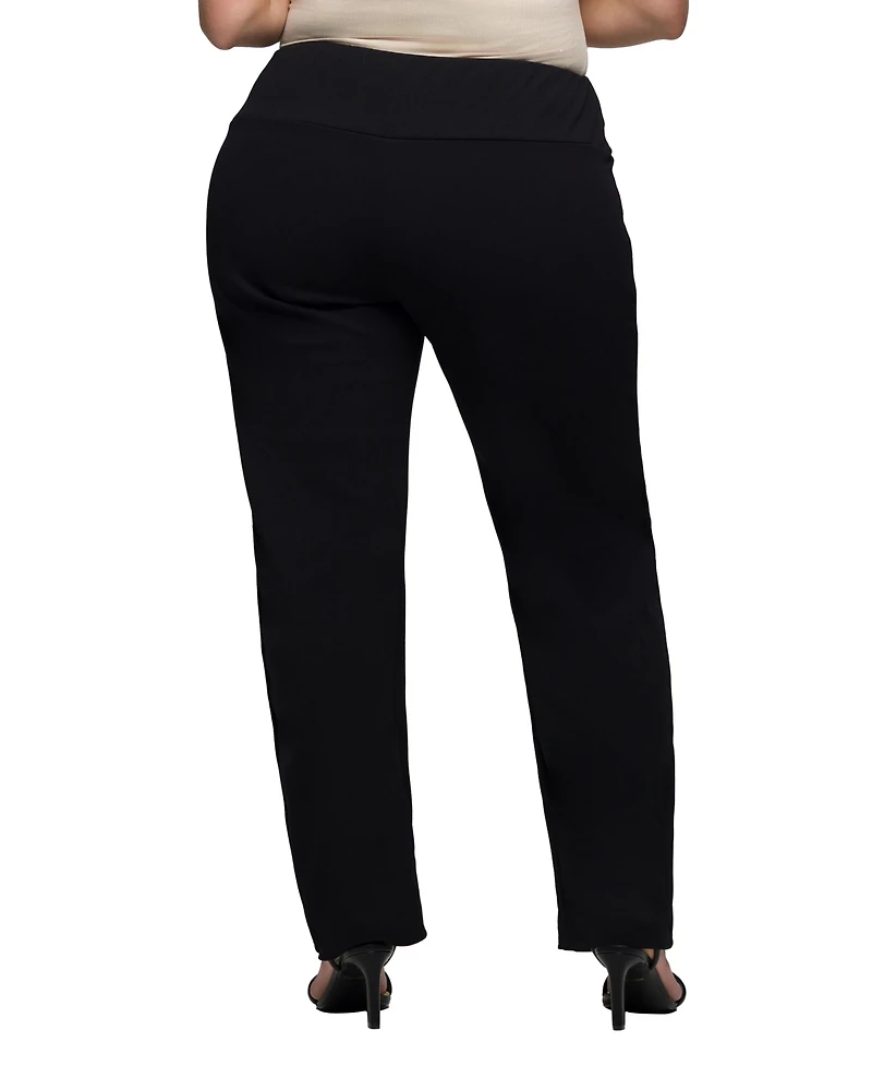 24seven Comfort Apparel Plus Comfortable Stretch High Waist Pants
