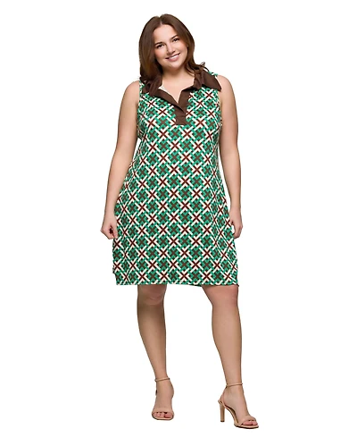 24seven Comfort Apparel Plus Sleeveless Collared Mini Dress