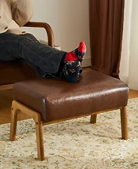 Glitzhome 2-Pc. Leatherette Mid-century Modern Accent Stool and Chair