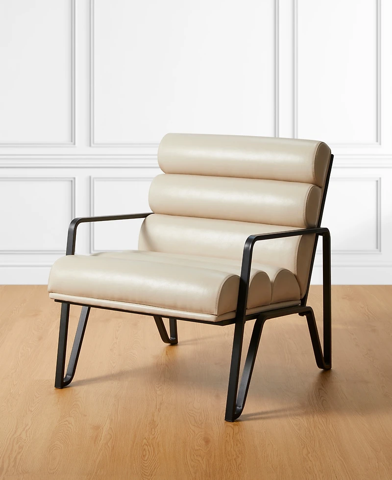 Glitzhome 2-Pc. Leatherette Modern Wavy Accent Chair