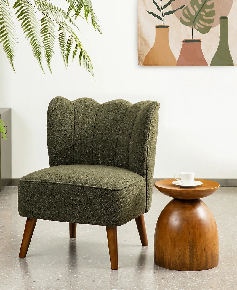 Glitzhome 32.75" Modern Hunter Upholstered Vertical Ripple Channel Tufted Accent Chair