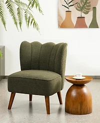 Glitzhome 32.75" Modern Hunter Upholstered Vertical Ripple Channel Tufted Accent Chair