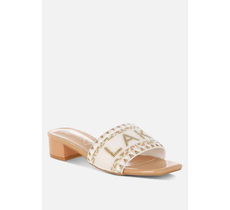 Vacay Babe Lake Como Beaded Slip-On Heels