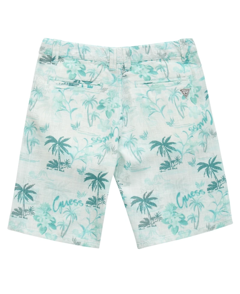 Guess Big Boys Printed Slub Linen Shorts