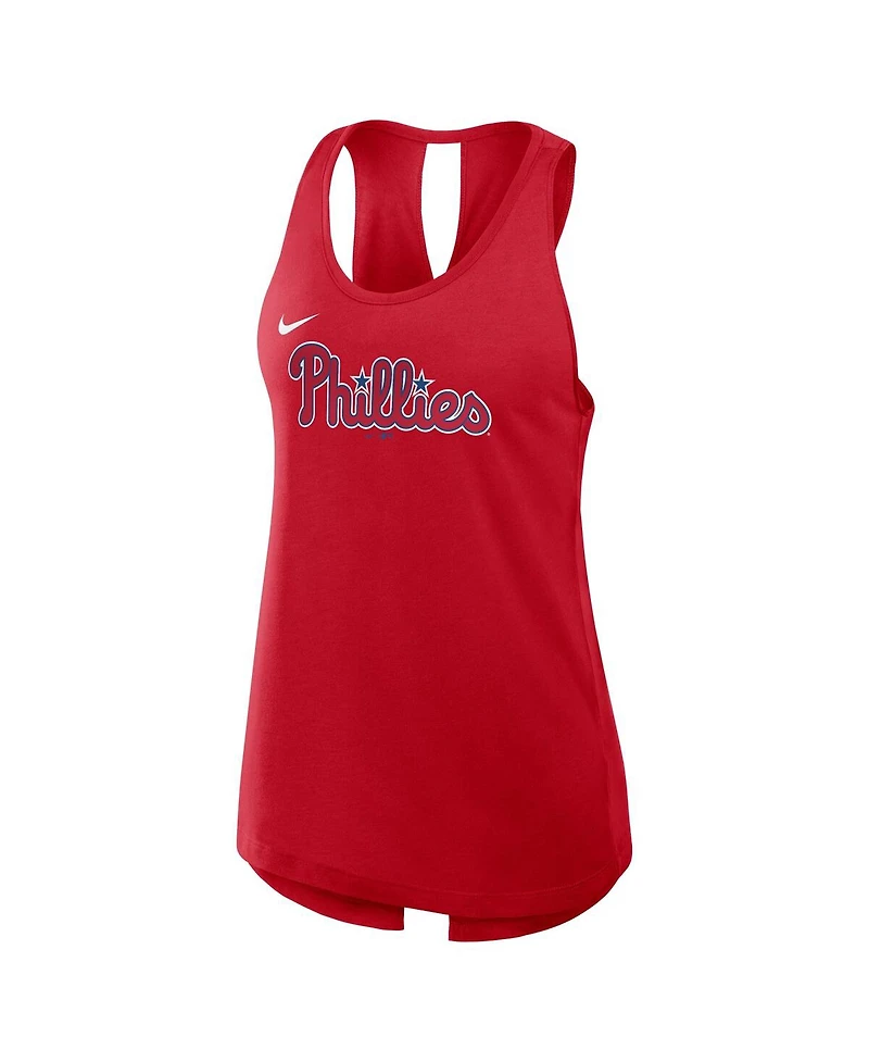 Nike Women's Red Philadelphia Phillies Crisscross Performance Tank Top