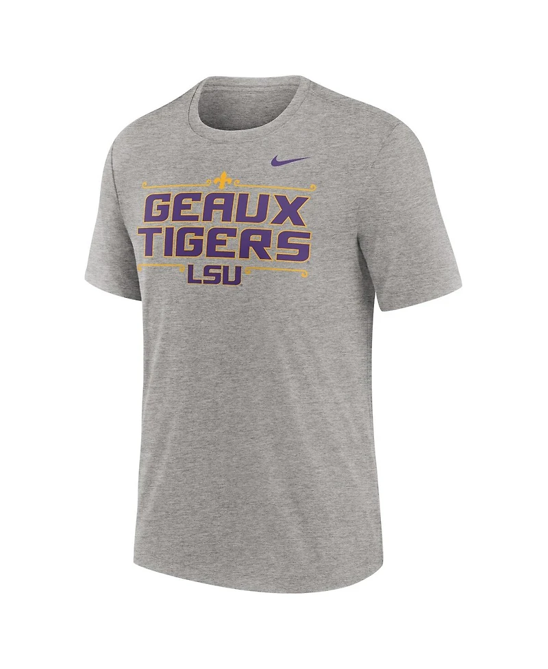 Nike Men's Heather Gray Lsu Tigers Campus Local Tri-Blend T-Shirt