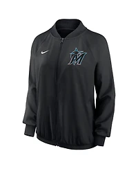 Nike Women's Black Miami Marlins Authentic Collection Team Raglan Performance Full-Zip Jacket