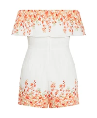 City Chic Plus Poppy Print Playsuit