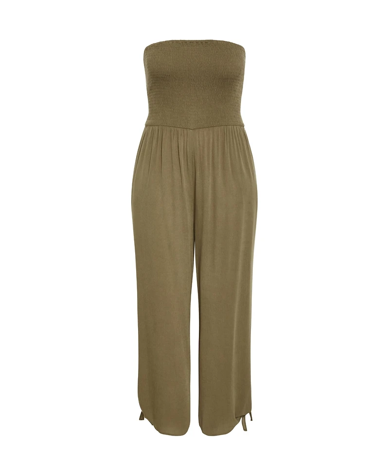 City Chic Plus Smocked Jumpsuit