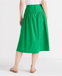 Lands' End Women's Poplin Drop Waist Midi Skirt