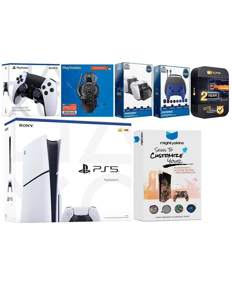 Sony Playstation 5 Slim Disc with Extra Edge Controller, Plantronics Headset, Gamer Kit