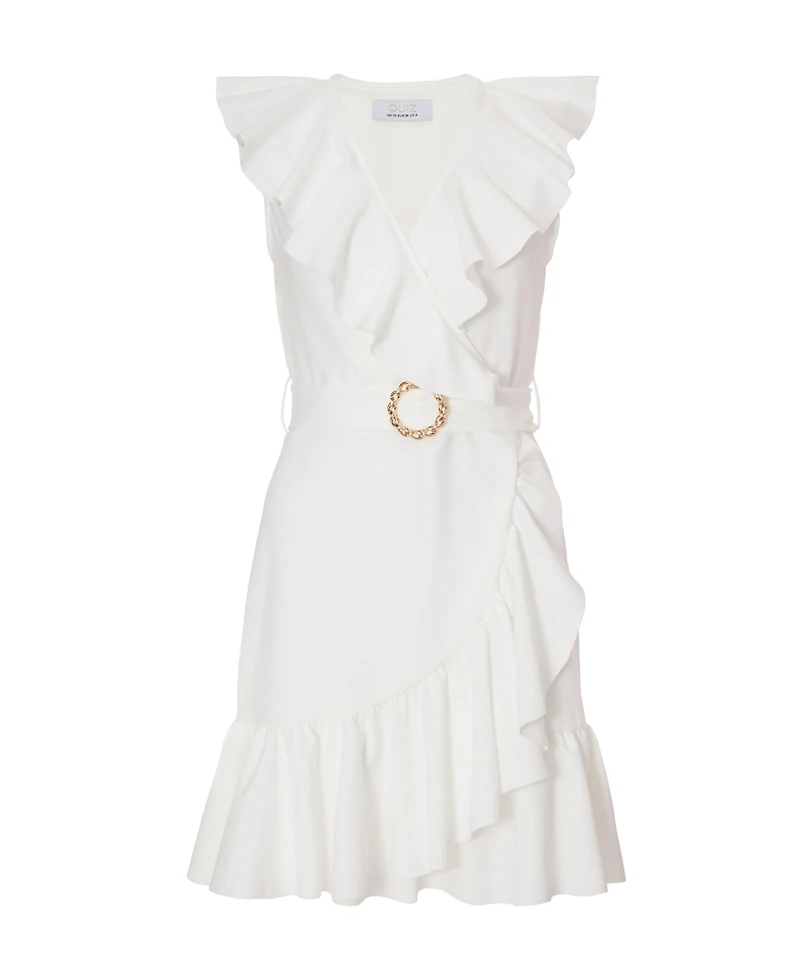 Quiz Women's Scuba Crepe Frill Detail Wrap Dress