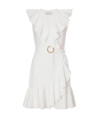 Quiz Women's Scuba Crepe Frill Detail Wrap Dress