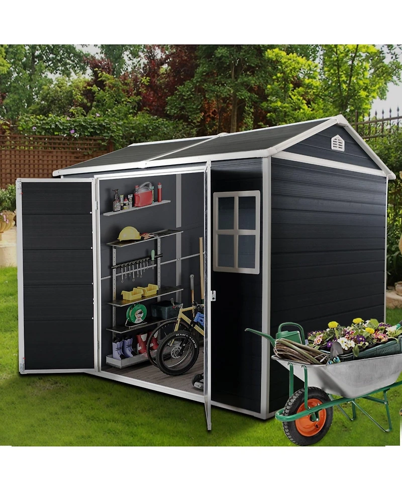 Mondawe 8x4ft Outdoor Storage Shed with Floor and 2 Windows