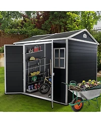 Mondawe 8x4ft Outdoor Storage Shed with Floor and 2 Windows