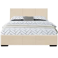 Faux Leather Bed Frame with Upholstered Headboard – Solid & Manufactured Wood