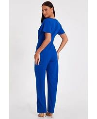 Quiz Women's Scuba Crepe Wrap Front Palazzo Jumpsuit
