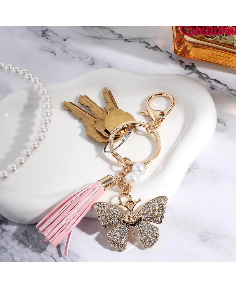 Juicy Couture Butterfly Charm Keychain with Pearls