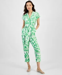 I.n.c. International Concepts Women's Belted Cap-Sleeve Jumpsuit, Exclusively at Macy's