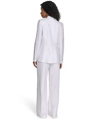 Calvin Klein Womens Pinstriped One Button Blazer Belted Pants