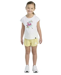 adidas Toddler and Little Girls 2-Piece Short Sleeve Graphic T-Shirt Mesh Set