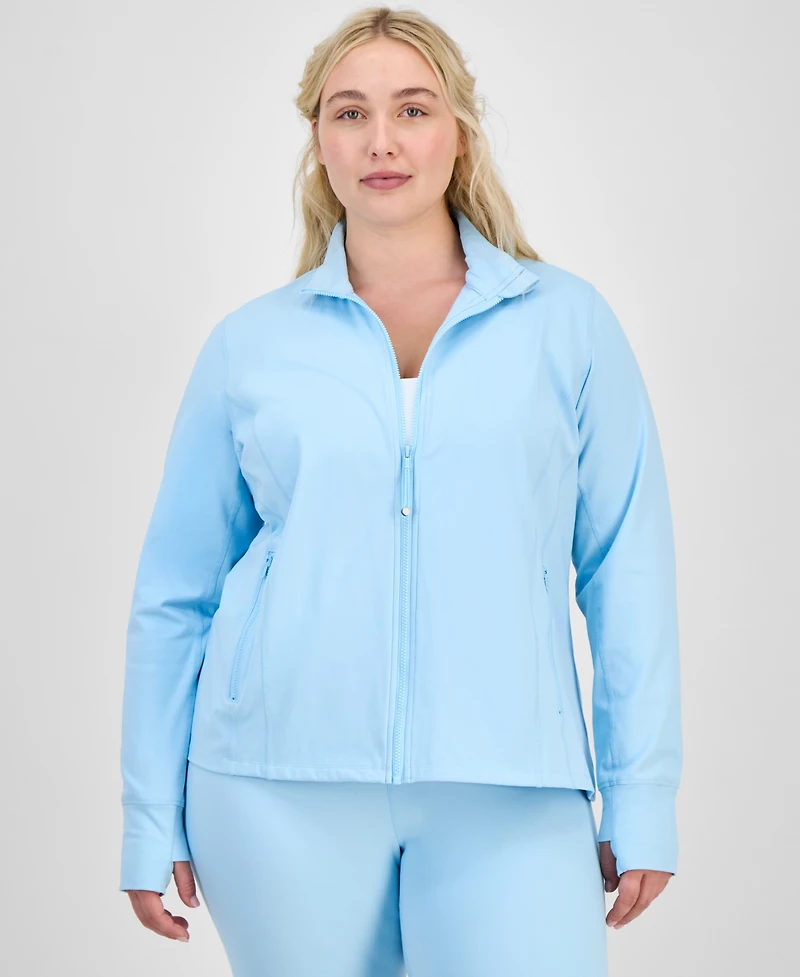 Id Ideology Plus Size Soft Flex Solid Full-Zip Jacket, Created for Macy's