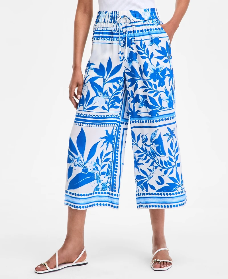 I.n.c. International Concepts Women's Printed Wide-Leg Cropped Pants, Exclusively at Macy's