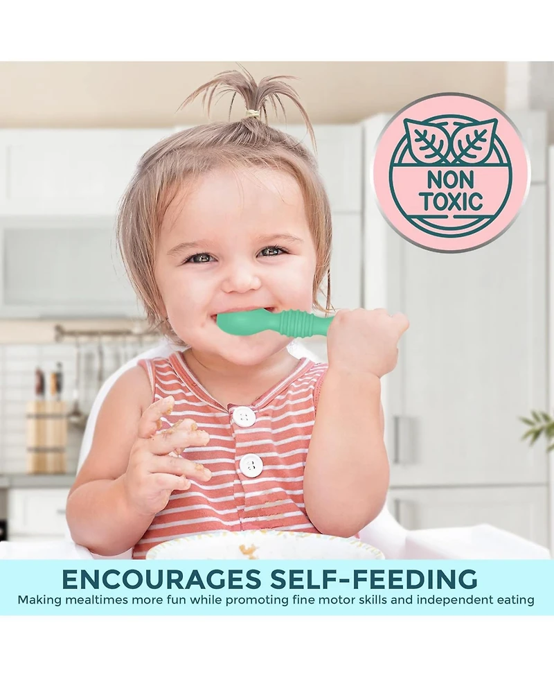 Sperric Silicone Baby Spoons First Stage Infant Feeding Spoon for Led Weaning Bpa Lead Phthalate and Plastic Free, Great Gift Set Multicolor 6 Pa