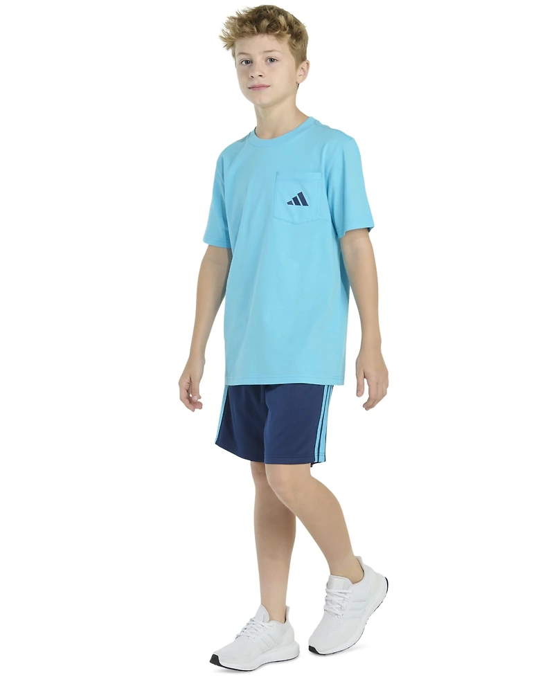 adidas Big Boys Short-Sleeve T-Shirt & Double-Knit Shorts, 2 Piece Set