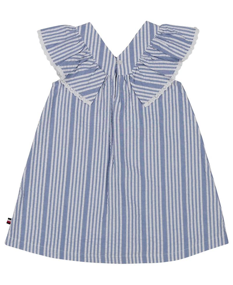 Tommy Hilfiger Toddler and Little Girls Ruffled Sleeve Seersucker Stripe Dress