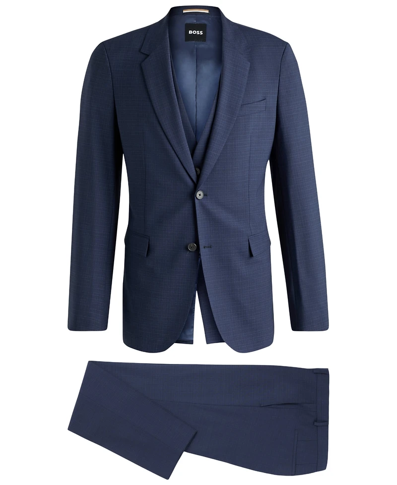 Boss by Hugo Men's Slim-Fit Three Piece Checked Suit