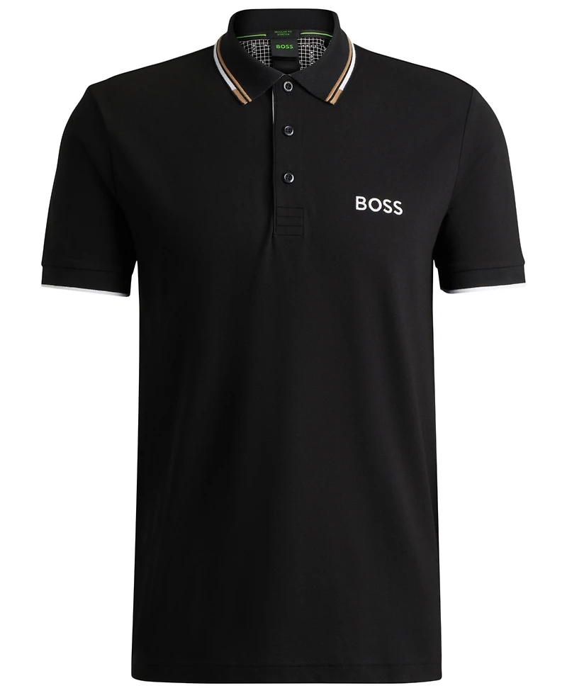 Boss by Hugo Men's Contrast Logo Cotton-Blend Polo Shirt