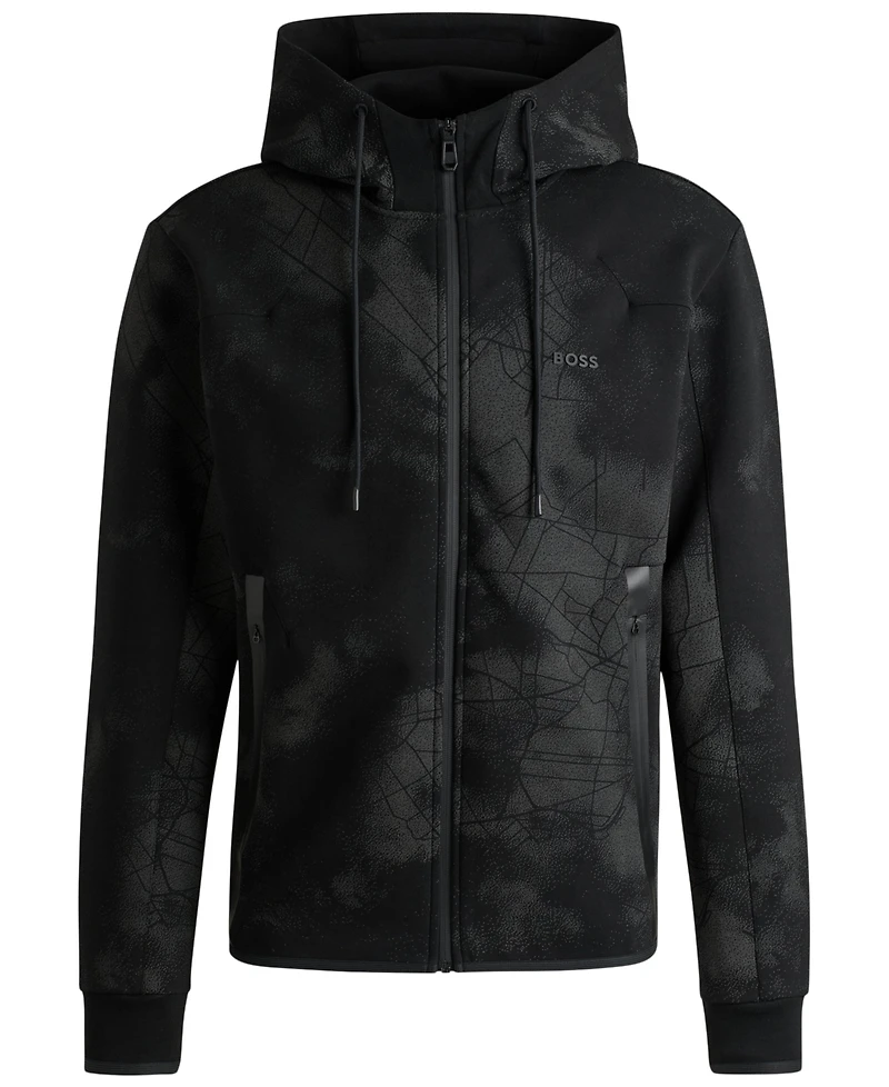 Boss by Hugo Men's Reflective Artwork Zip-Up Hoodie