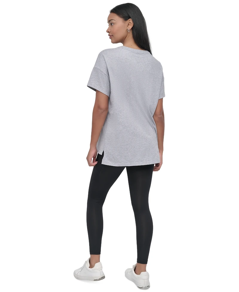 Dkny Sport Women's Glitter Logo Varsity T-Shirt