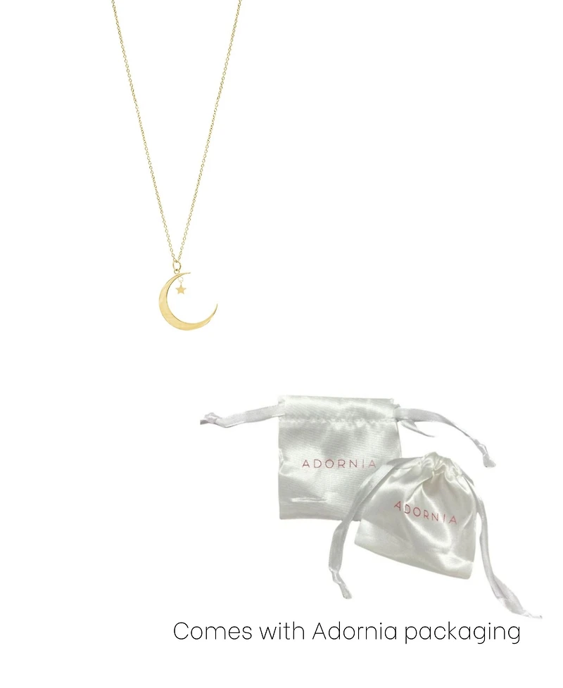 Adornia Gold Hanging Moon and Star Necklace
