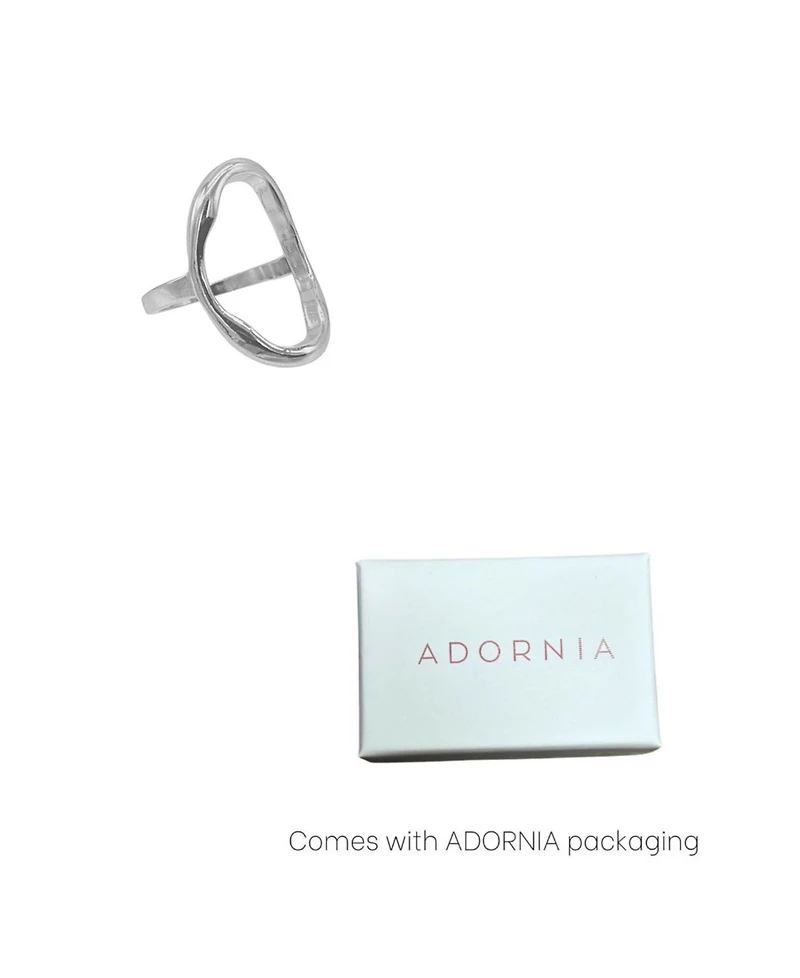 Adornia Silver Open Hammered Oval Ring