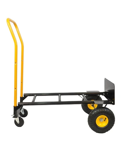 HT1006BK-yl Hand Truck Dual Purpose 2 Wheel Dolly Cart and 4 Wheel Push Cart with Swivel Wheels 330 Lbs Capacity Heavy Duty Platform Cart for Moving/W